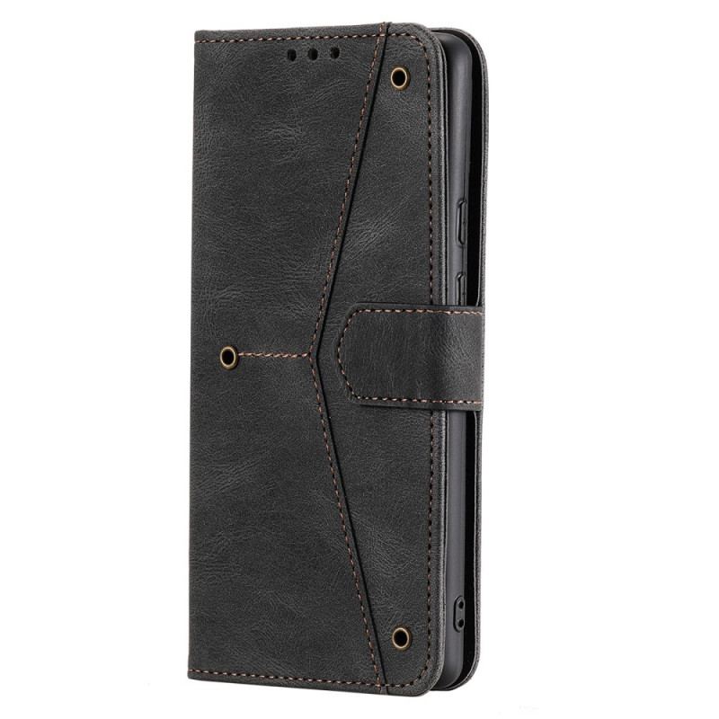 Capa De Couro Para Google Pixel 6 Costuras Com Toque De Pele