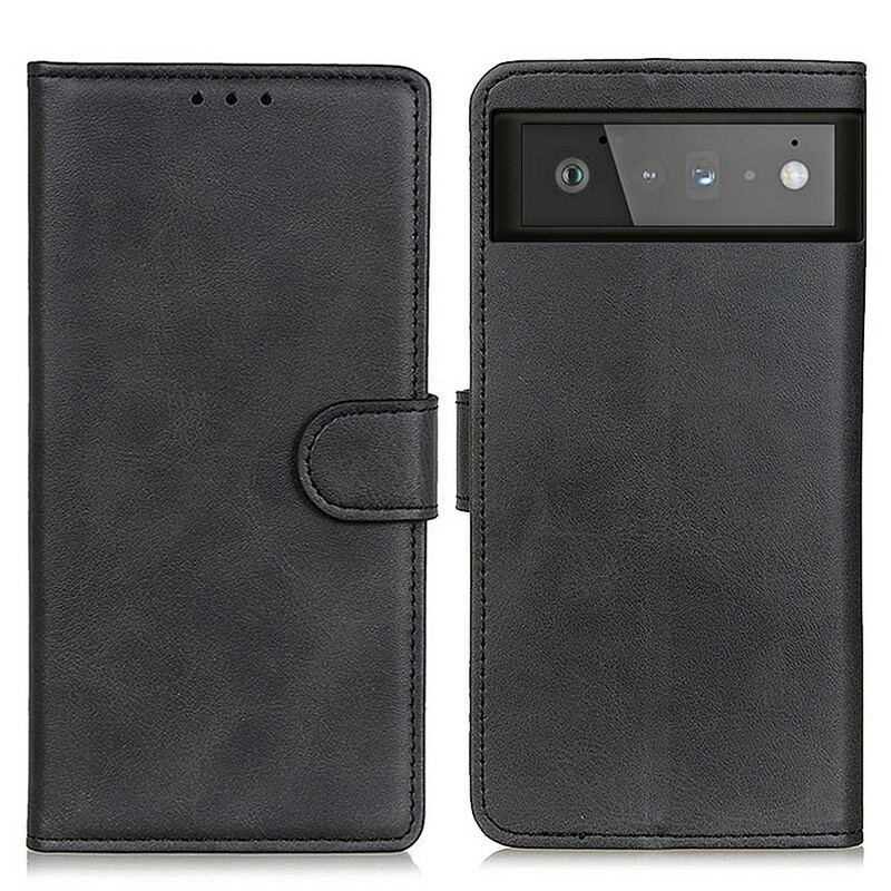 Capa De Couro Para Google Pixel 6 Efeito De Couro Fosco Retrô