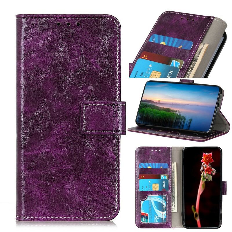 Capa Em Pele Para Google Pixel 6 Costuras Brilhantes E Expostas