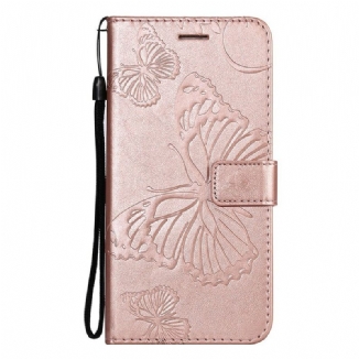 Capa Flip Para Google Pixel 6 De Cordão Borboletas Gigantes