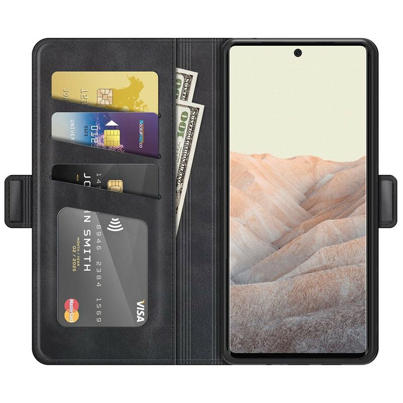 Capa Flip Para Google Pixel 6 De Couro Aba Dupla Clássica