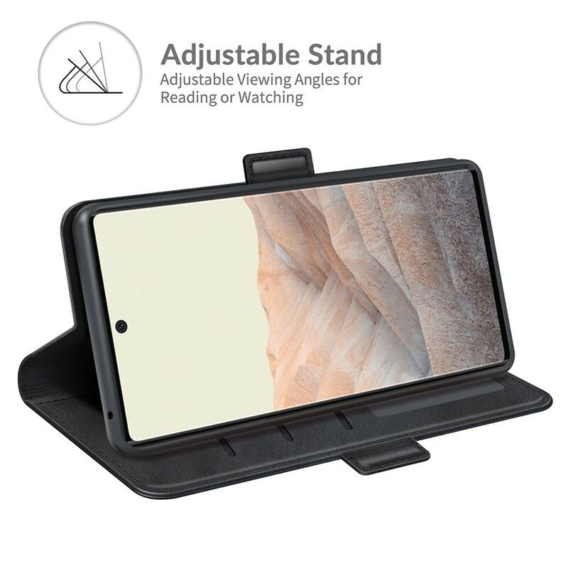 Capa Flip Para Google Pixel 6 De Couro Aba Dupla Clássica