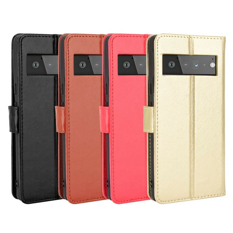 Capa Flip Para Google Pixel 6 Couro Falso Chamativo