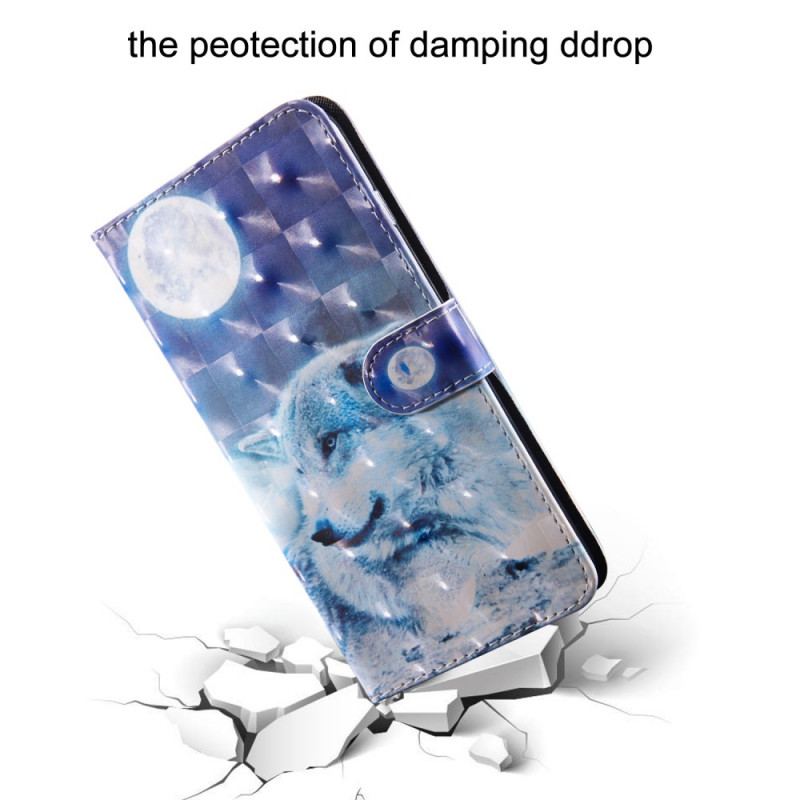Capa Flip Para Google Pixel 6 Lobo Ao Luar