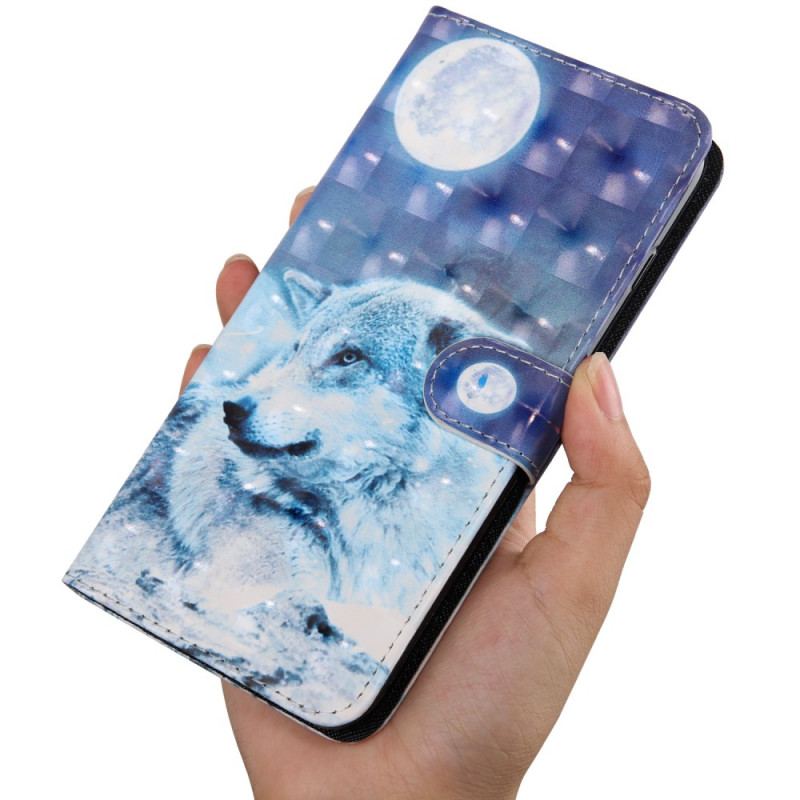 Capa Flip Para Google Pixel 6 Lobo Ao Luar