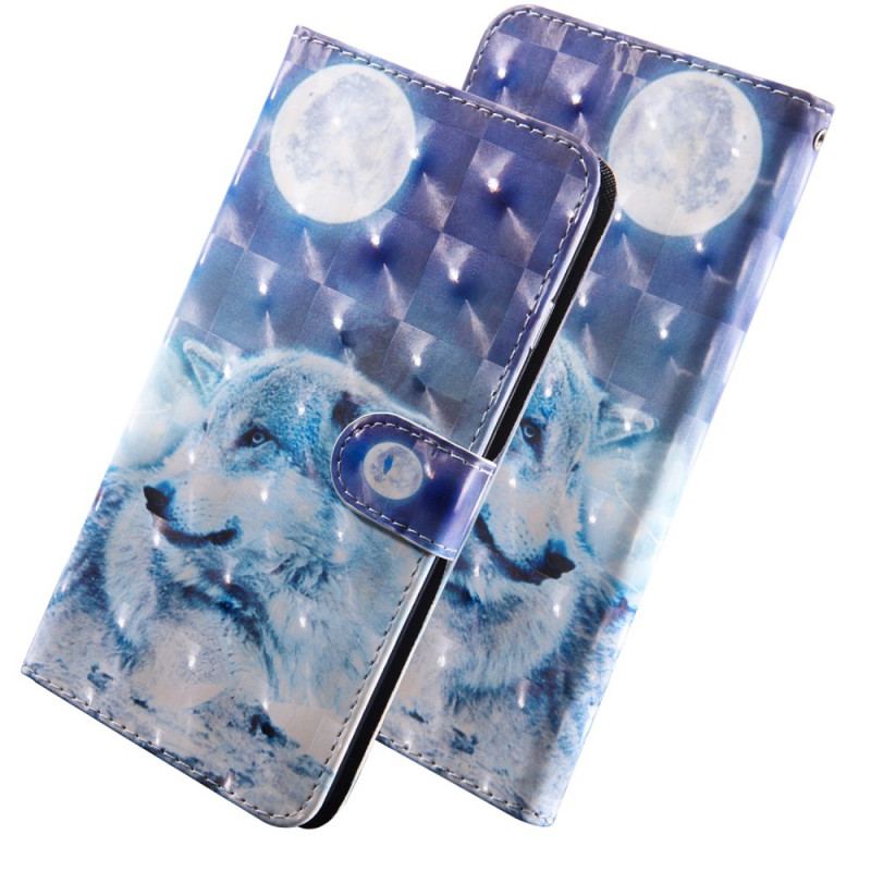Capa Flip Para Google Pixel 6 Lobo Ao Luar
