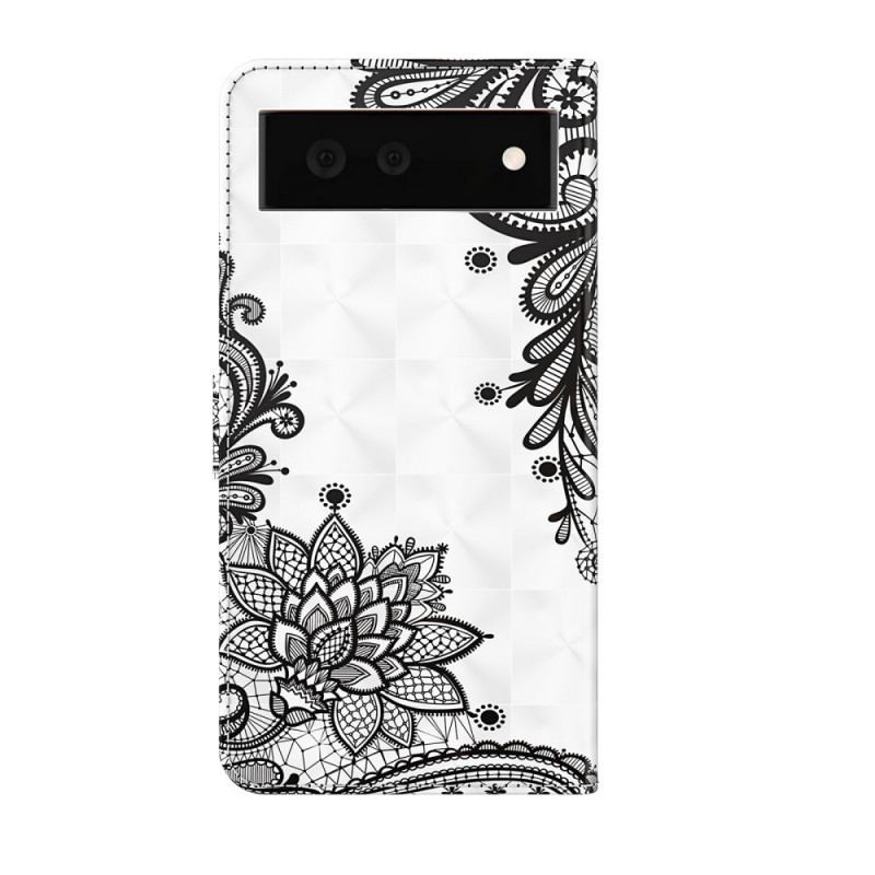 Capa Flip Para Google Pixel 6 Renda Chique