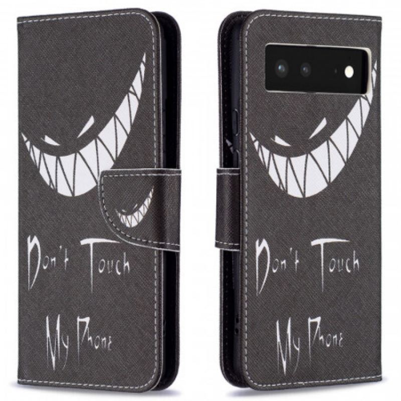 Capa Flip Para Google Pixel 6 Telefone Do Diabo