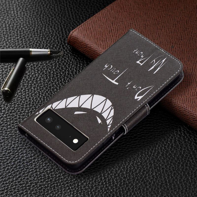 Capa Flip Para Google Pixel 6 Telefone Do Diabo