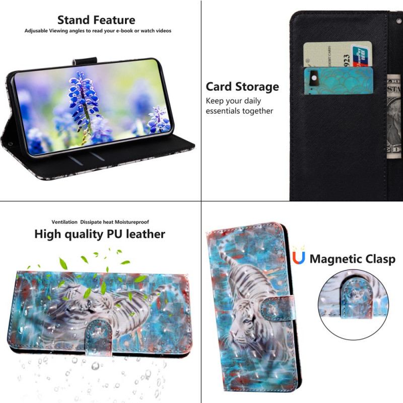 Capa Flip Para Google Pixel 6 Tigre Na Água