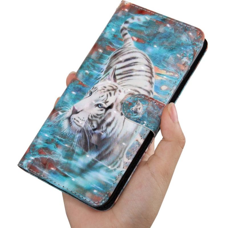 Capa Flip Para Google Pixel 6 Tigre Na Água