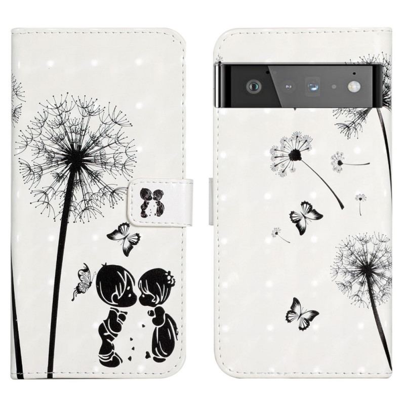 Capa Folio Para Google Pixel 6 Bebê Amor Dente De Leão