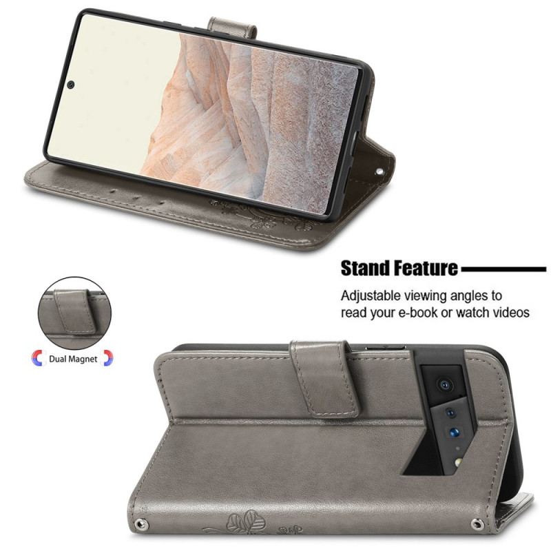 Capa Folio Para Google Pixel 6 Trevo-de-quatro-folhas