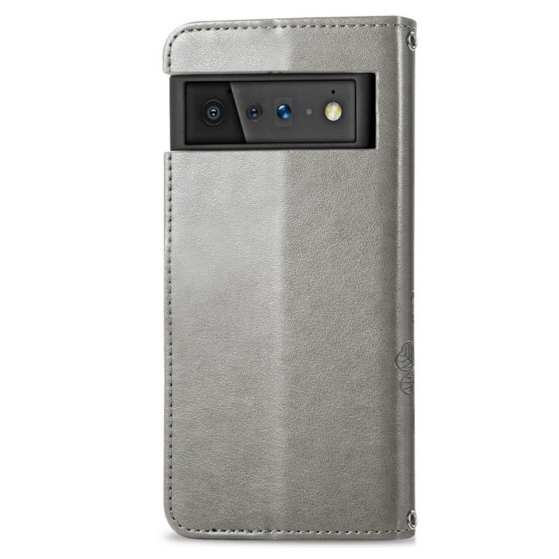 Capa Folio Para Google Pixel 6 Trevo-de-quatro-folhas
