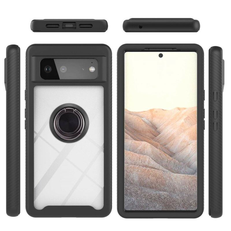 Capa Para Google Pixel 6 Bordas Chanfradas Híbridas Com Anel