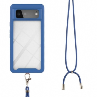 Capa Para Google Pixel 6 Híbrido Com Cordão E Contorno Colorido