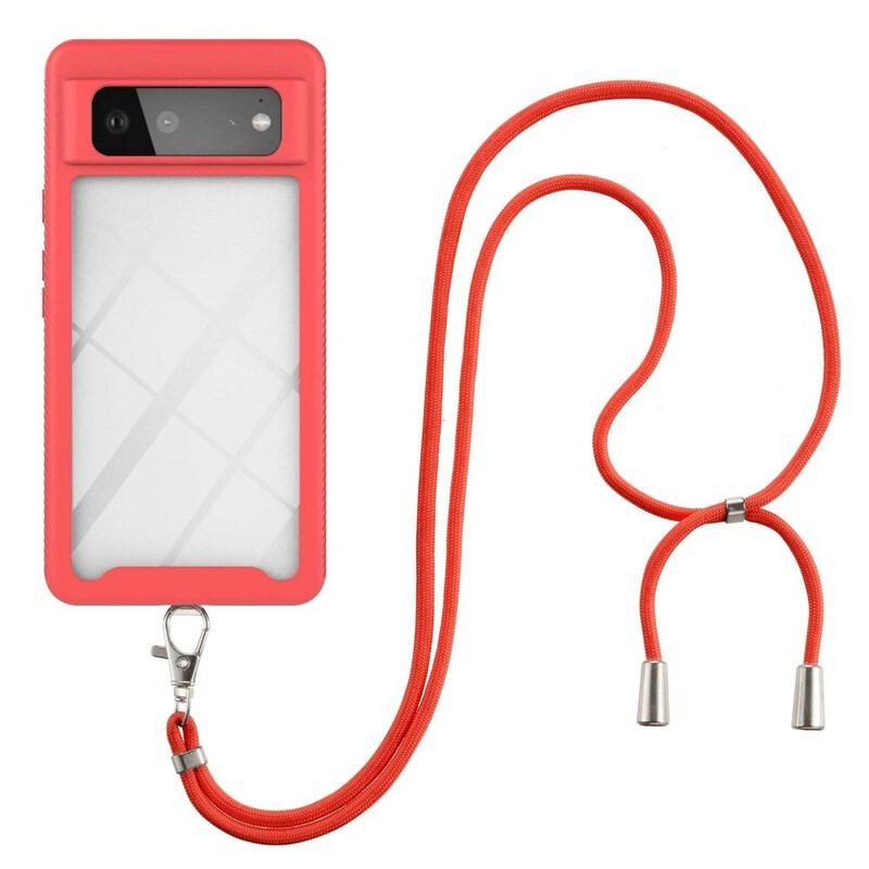Capa Para Google Pixel 6 Híbrido Com Cordão E Contorno Colorido