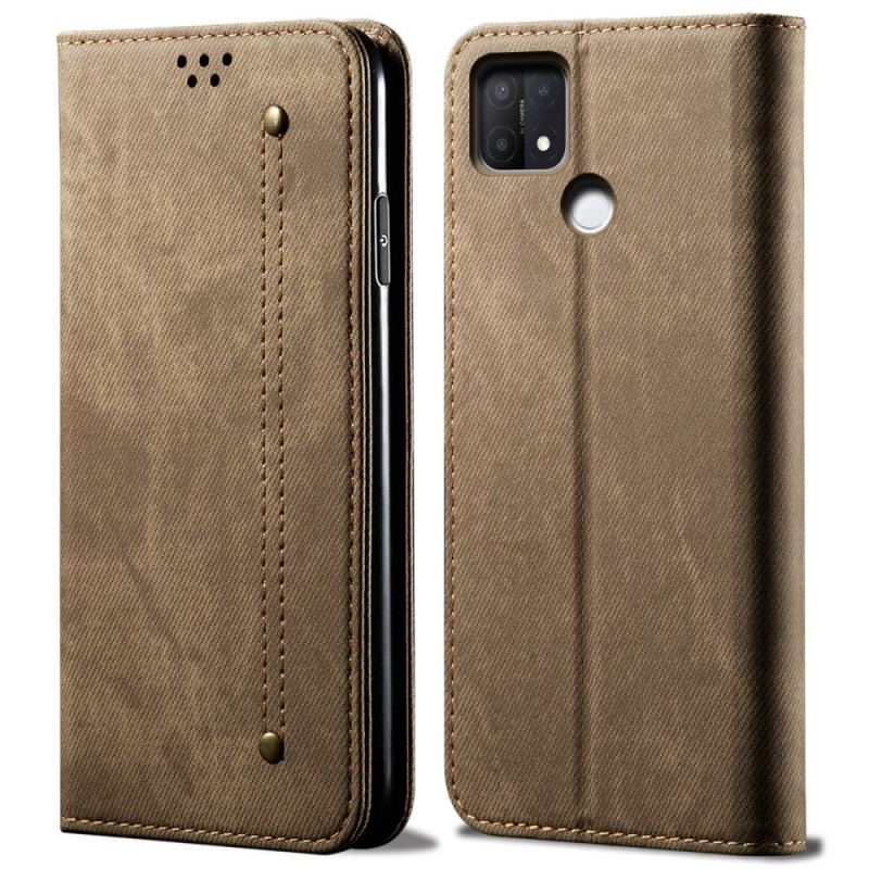 Capa De Celular Para Oppo A15 Flip Tecido Jeans