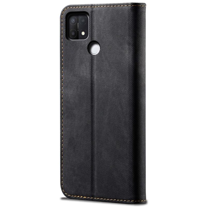 Capa De Celular Para Oppo A15 Flip Tecido Jeans
