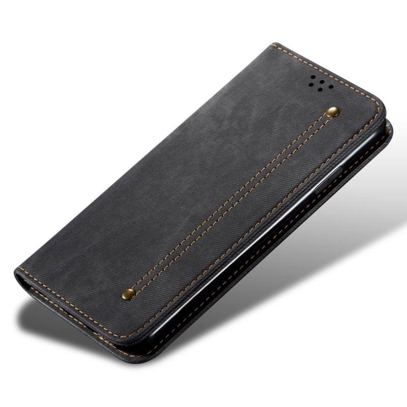 Capa De Celular Para Oppo A15 Flip Tecido Jeans