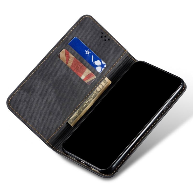 Capa De Celular Para Oppo A15 Flip Tecido Jeans