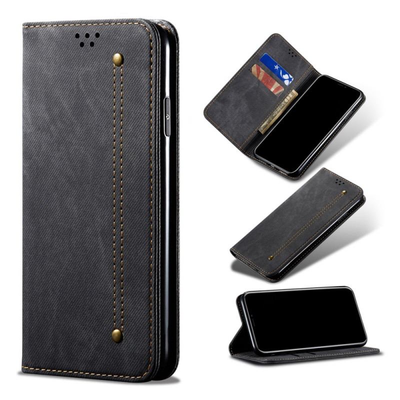 Capa De Celular Para Oppo A15 Flip Tecido Jeans