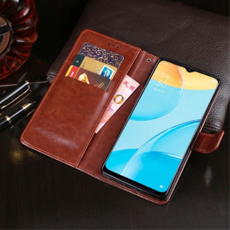 Capa De Couro Para Oppo A15 Imitação De Couro Idewei