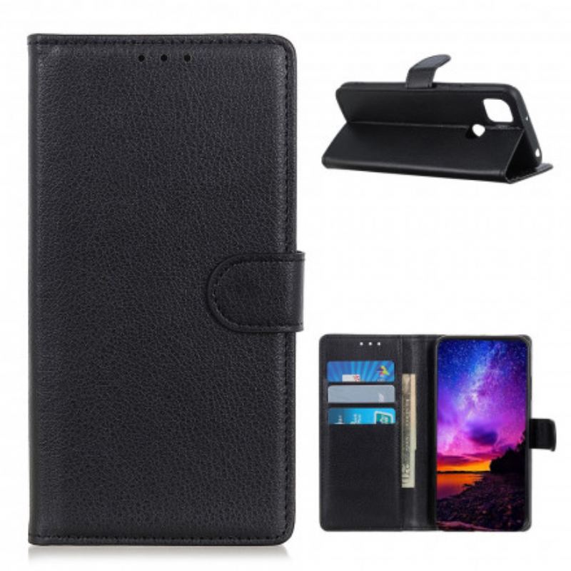 Capa Flip Para Oppo A15 Couro Sintético De Lichia
