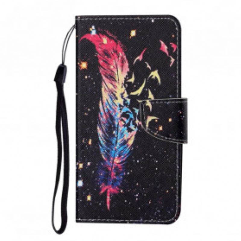 Capa Folio Para Oppo A15 De Cordão Pena Colorida Com Alça