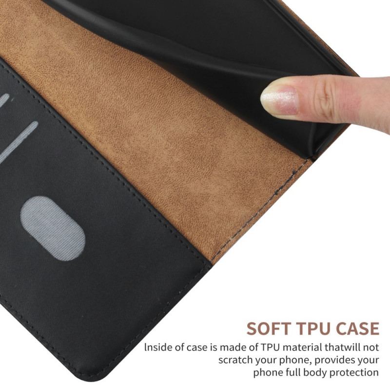 Capa Folio Para Oppo A15 Couro Napa Genuíno