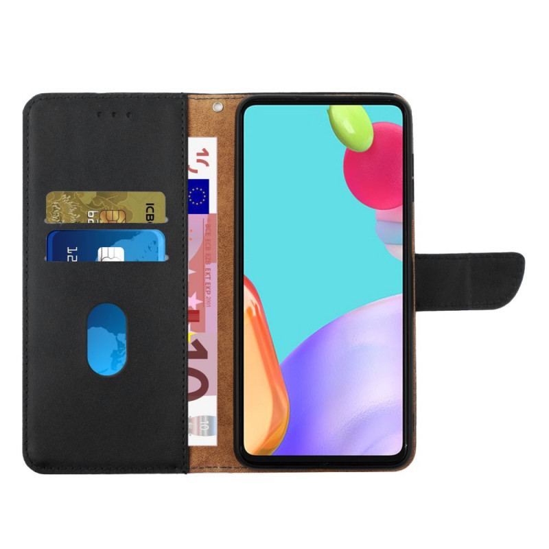 Capa Folio Para Oppo A15 Couro Napa Genuíno
