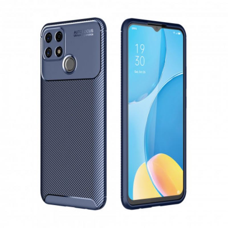 Capa Para Oppo A15 Textura Flexível De Fibra De Carbono