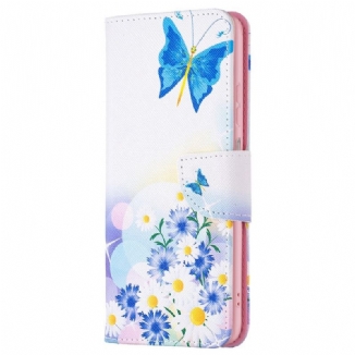 Capa De Couro Para Samsung Galaxy M23 5G Aquarela Borboletas