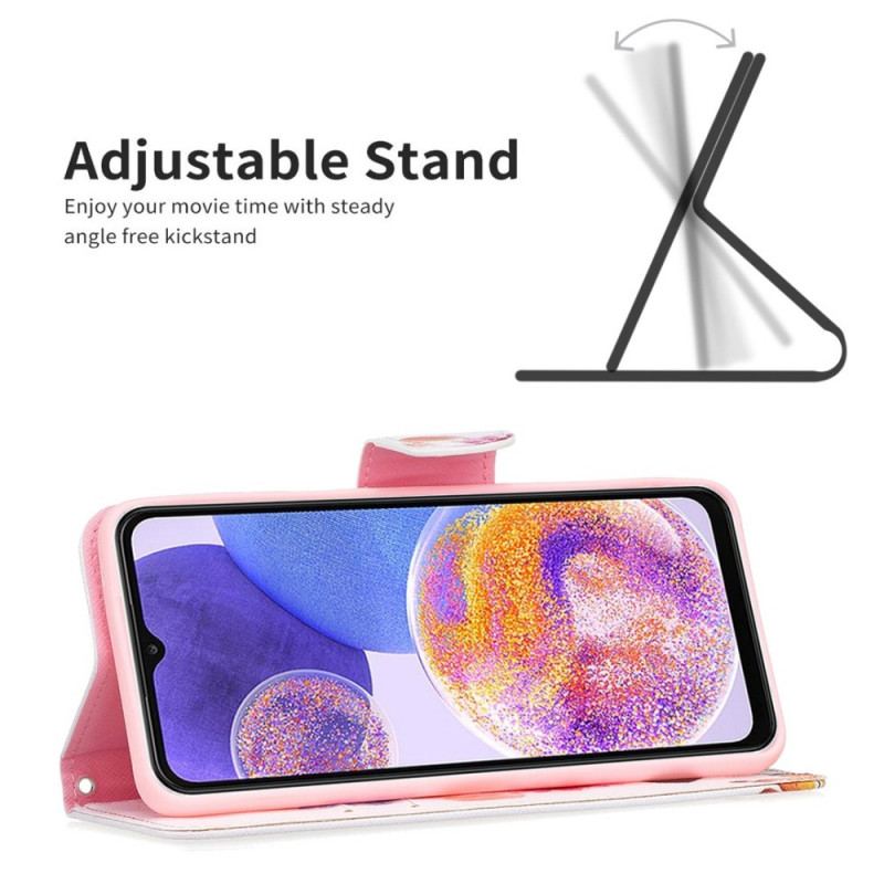 Capa De Couro Para Samsung Galaxy M23 5G Aquarela Borboletas