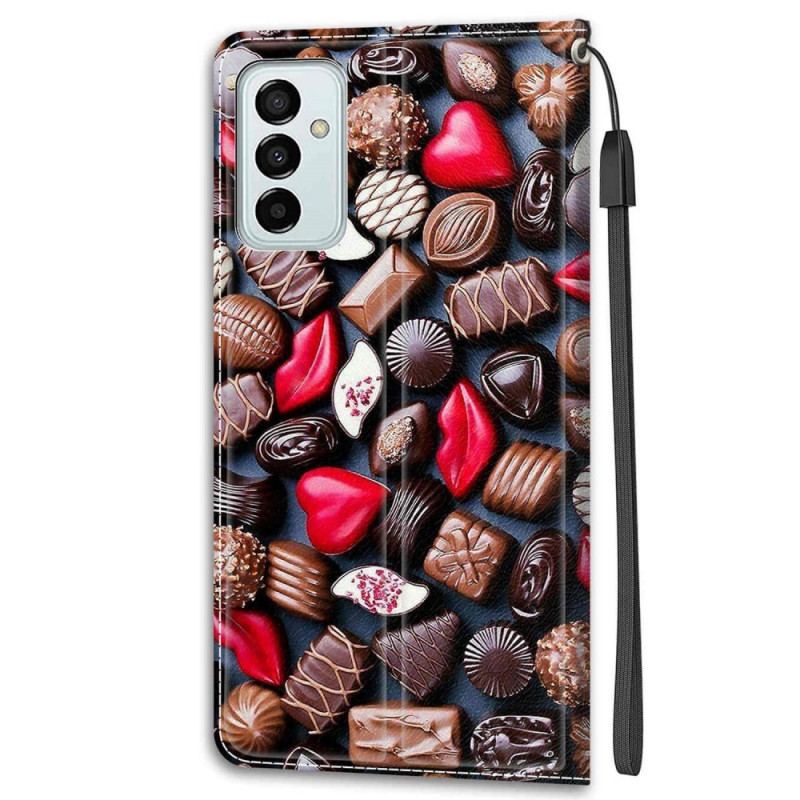 Capa De Couro Para Samsung Galaxy M23 5G Chocolates