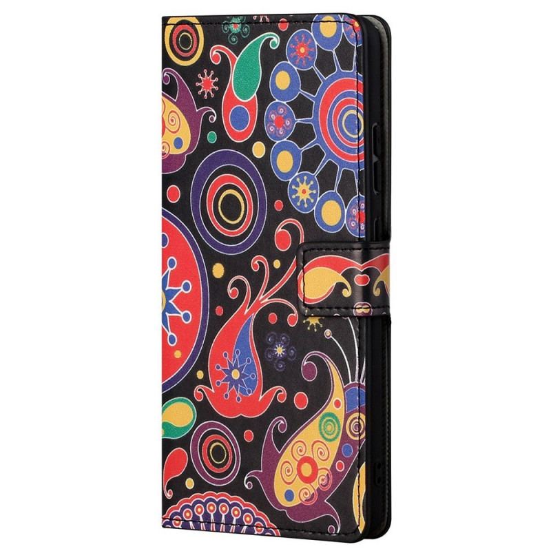 Capa De Couro Para Samsung Galaxy M23 5G Padrão De Galáxia