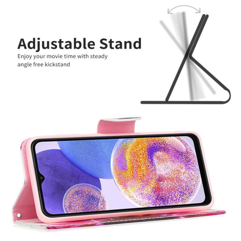 Capa Em Pele Para Samsung Galaxy M23 5G Flor Aquarela