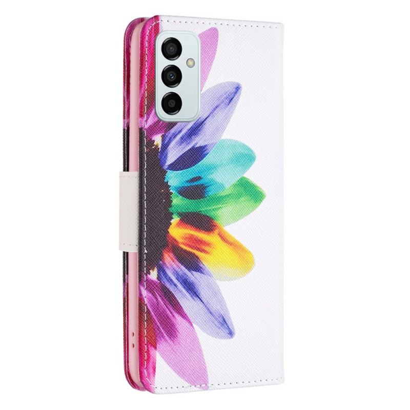 Capa Em Pele Para Samsung Galaxy M23 5G Flor Aquarela