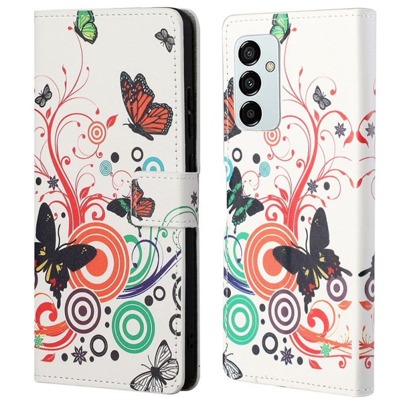 Capa Flip Para Samsung Galaxy M23 5G Borboletas Borboletas