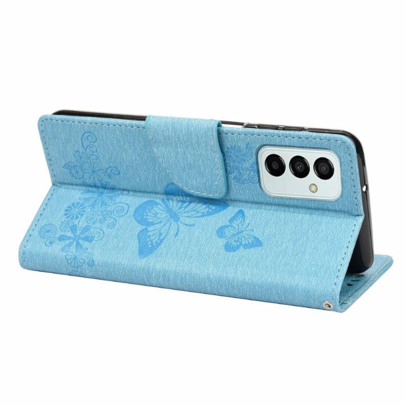 Capa Flip Para Samsung Galaxy M23 5G De Cordão Tanga Borboletas