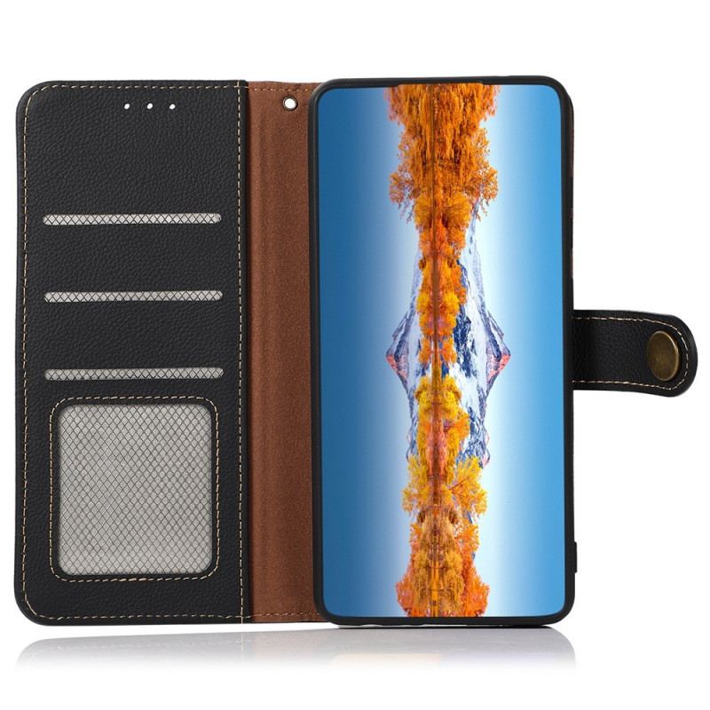 Capa Flip Para Samsung Galaxy M23 5G Khazneh Rfid Couro Genuíno