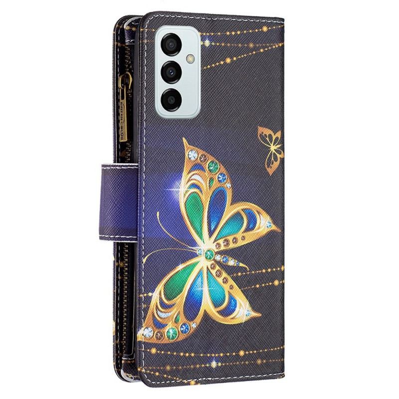 Capa Flip Para Samsung Galaxy M23 5G Porta-moedas Borboletas E Cordão