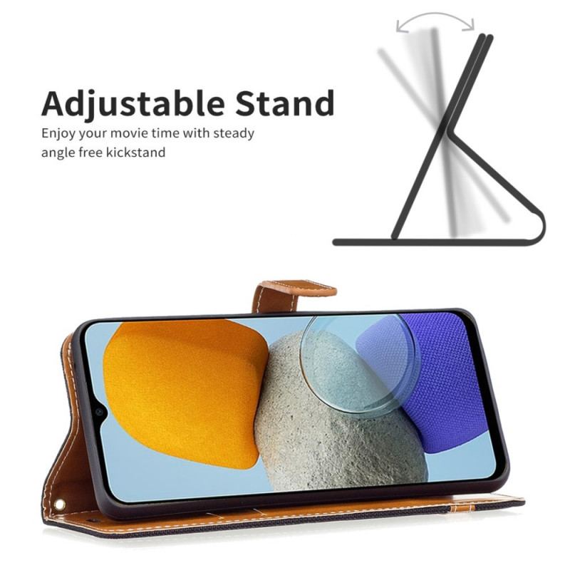 Capa Flip Para Samsung Galaxy M23 5G Tecido Com Alça
