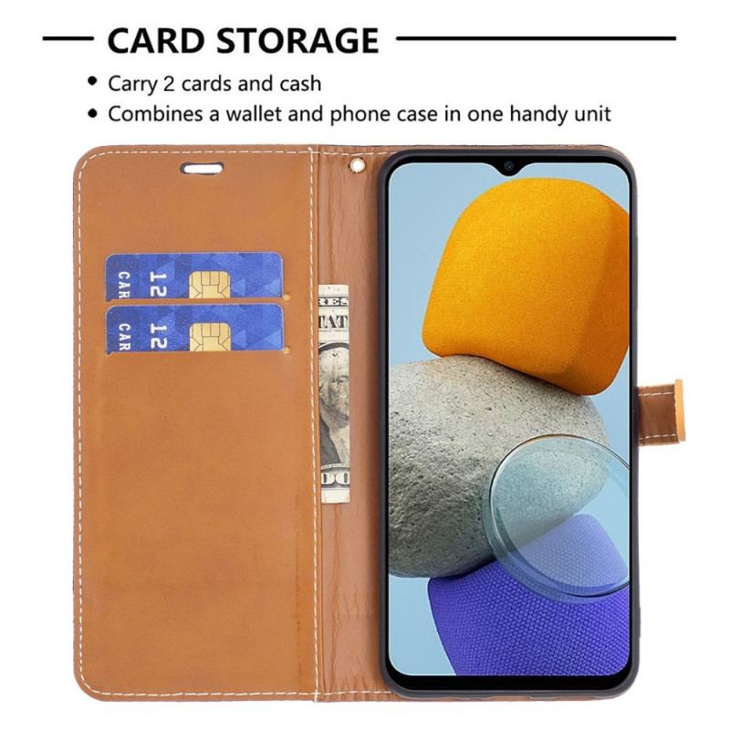 Capa Flip Para Samsung Galaxy M23 5G Tecido Com Alça