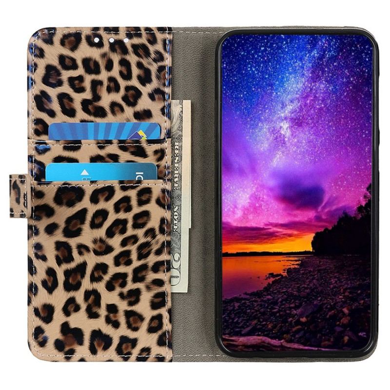 Capa Folio Para Samsung Galaxy M23 5G Efeito Pele De Leopardo