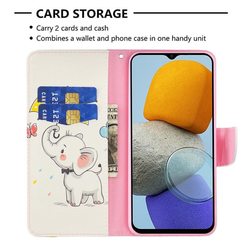 Capa Folio Para Samsung Galaxy M23 5G Elefante Bébé
