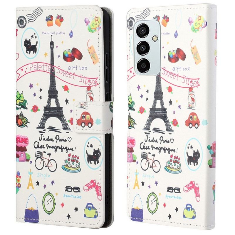 Capa Folio Para Samsung Galaxy M23 5G Eu Amo Paris