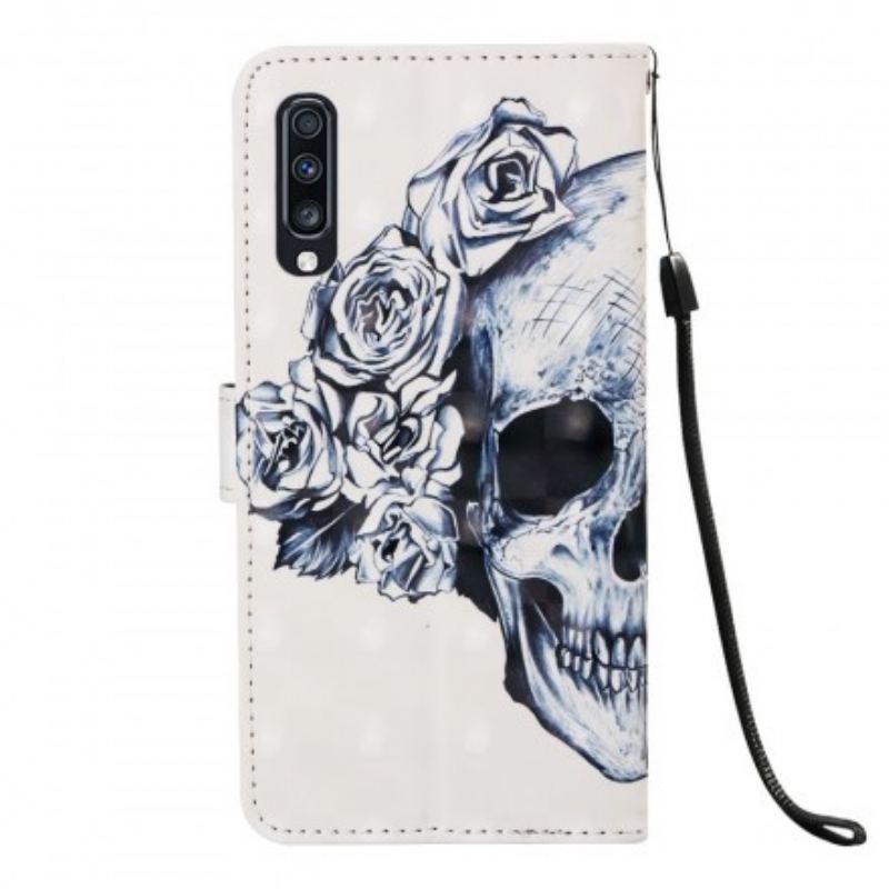 Capa De Couro Para Samsung Galaxy A70 Caveira Florida