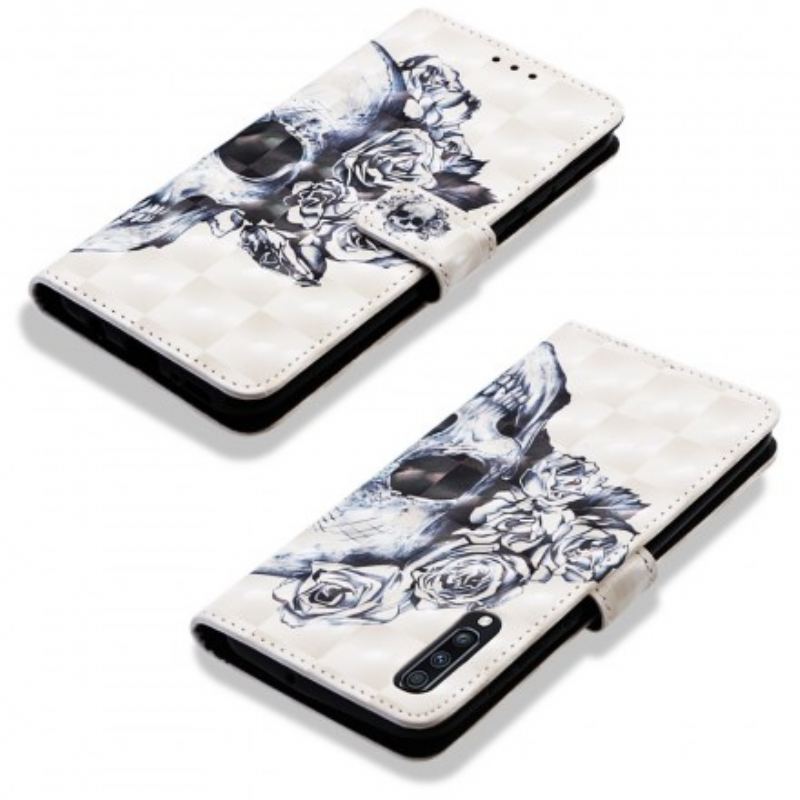 Capa De Couro Para Samsung Galaxy A70 Caveira Florida