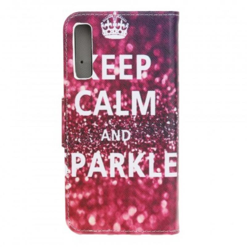 Capa De Couro Para Samsung Galaxy A70 Mantenha A Calma E Brilhe
